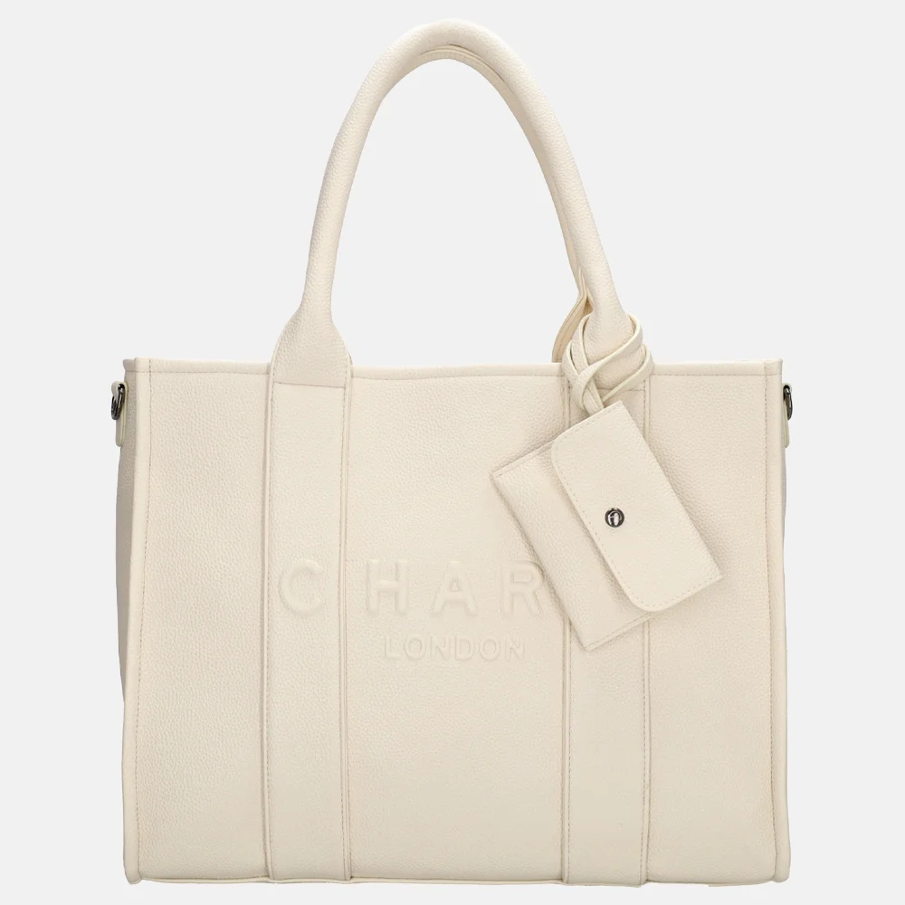 Charm London laptoptas wit en beige